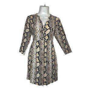 Maeve by Anthropologie Snakeskin Long Sleeve Empire Waist Mini Dress Small Boho